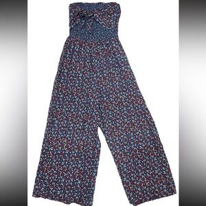 Patrons of Peace Floral Boho Cottagecore Spring Strapless Wide-Leg Jumpsuit